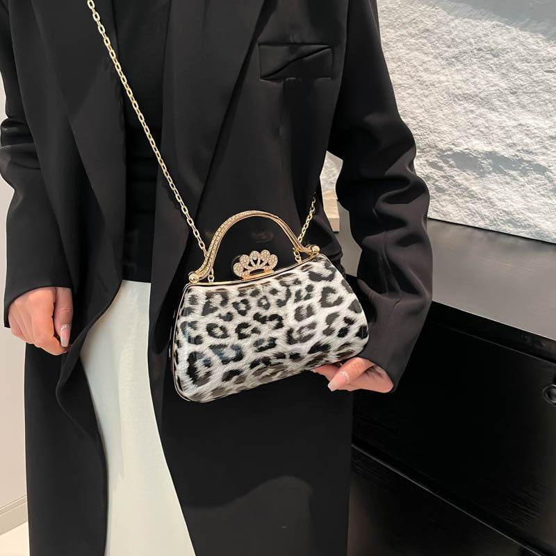 Leopard Print Fashion Retro Crossbody Bag For Women - Mubimart