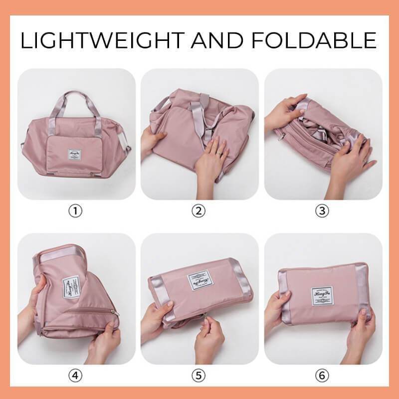 Foldable Storage Travel Bag Waterproof Large Capacity Gym Fitness Bag Weekender Overnight For Women - Mubimart