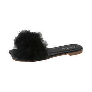 Women's Summer Flat Fashion Fur Slipper - Mubimart -  