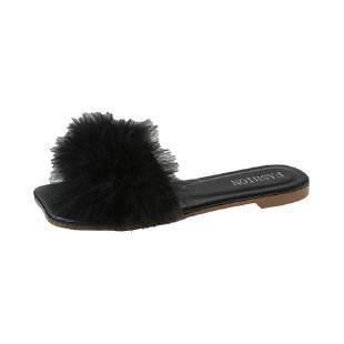 Women's Summer Flat Fashion Fur Slipper - Mubimart