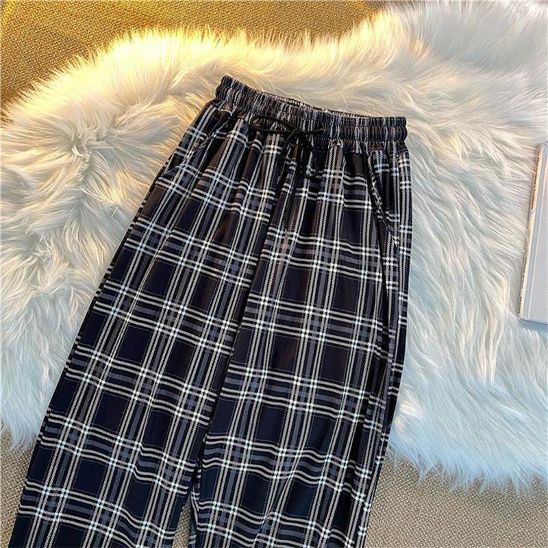 Plaid Pants Women's Casual Jogger Pants Fashion Loose Street Harem Pants - Mubimart