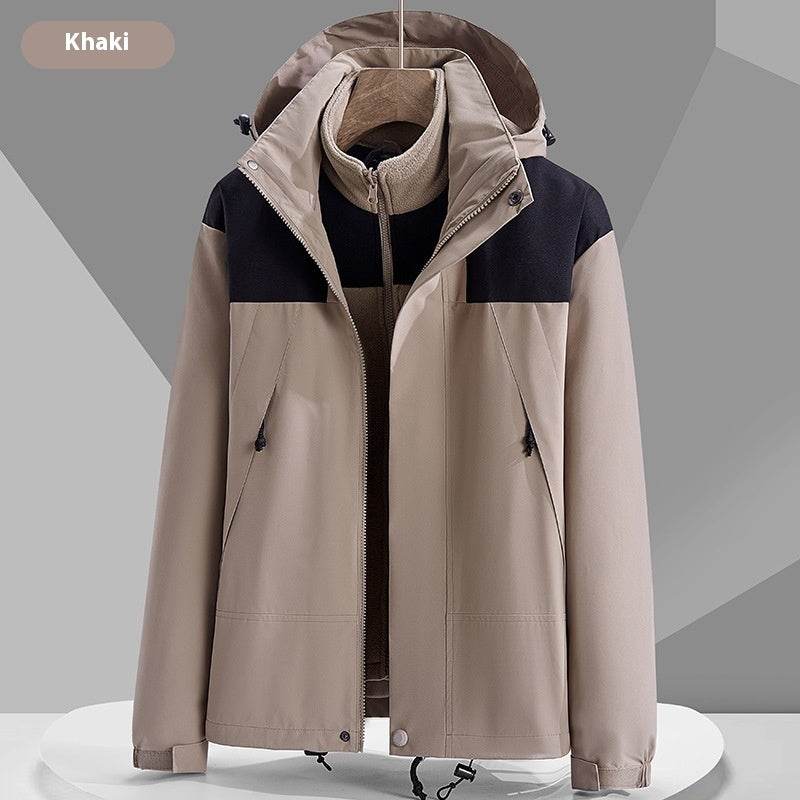 Hooded Windbreaker Unisex Fashion Colorblock Zip-up Jacket With Pockets Waterproof Outwear For Women Men Clothing - Mubimart