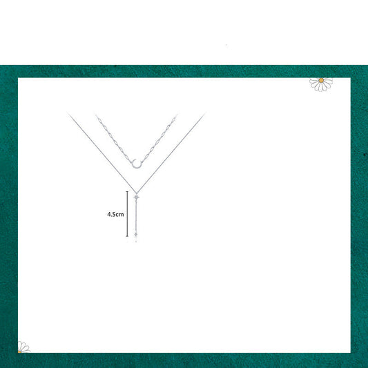 Silver Star Moon Necklace Women