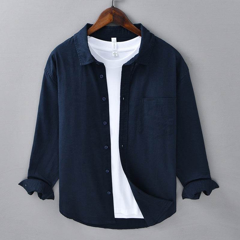 Long LinenMens Linen Shirts Sleeves Casual All-matching Cotton Linen Shirt - Mubimart