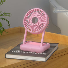 23 Hours Mini Silent Handheld Fan LED Night Light Fan Desktop Folding Small Electric Fan Portable Fan - Mubimart -  