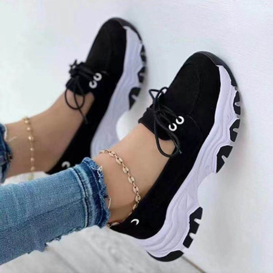 Lace-up Sneakers For Women Running Walking Sports Chunky Shoes - Mubimart