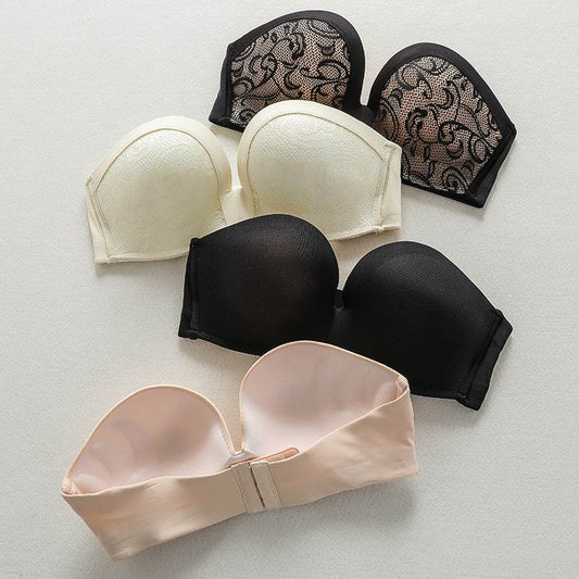 B363 strapless bra invisible underwear women gather slip non-slip miracle wedding dress relief tube top - Mubimart