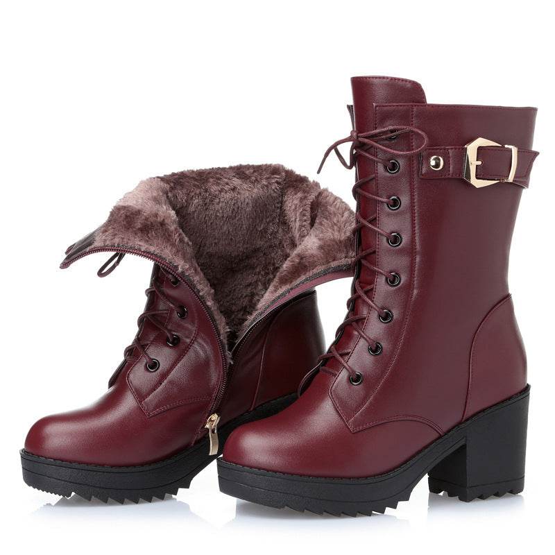 Leather Martin boots women cotton boots - Mubimart