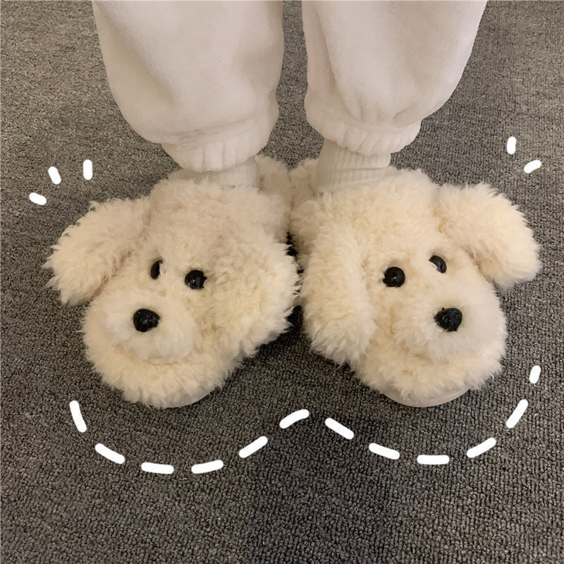 Cartoon furry slippers women - Mubimart -  