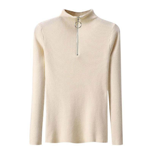Zip-up tight sweater - Mubimart