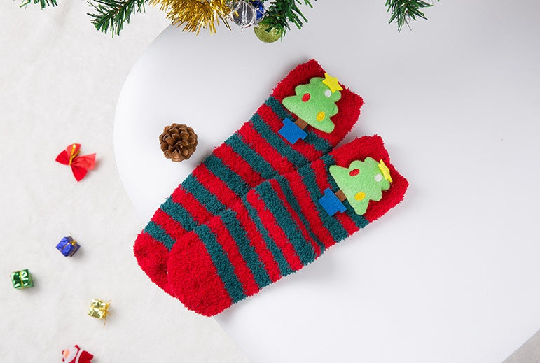 Christmas Tree Fuzzy Plush Socks - Mubimart -  