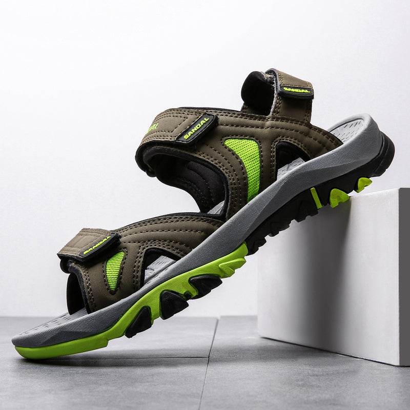 Leather Sandals, Men's Beach Shoes, Extra-large Sandals, Versatile Men's Shoes - Mubimart