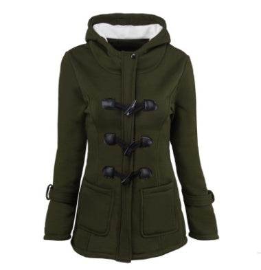 warm winter fur collar jackets women new horn button Long down coat women parka Plus Size female parka hoodies Women - Mubimart