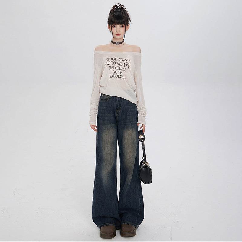 Retro Loose Micro-flared Jeans For Women - Mubimart