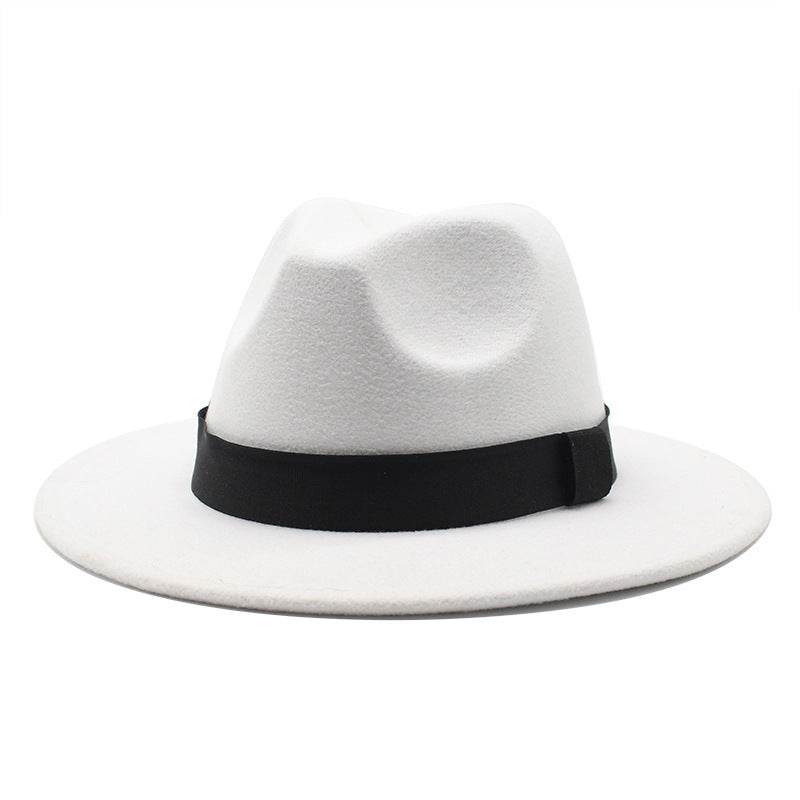 New Panama Flat Brim Fedora Hat Woolen Hat Men's And Women's Hats - Mubimart