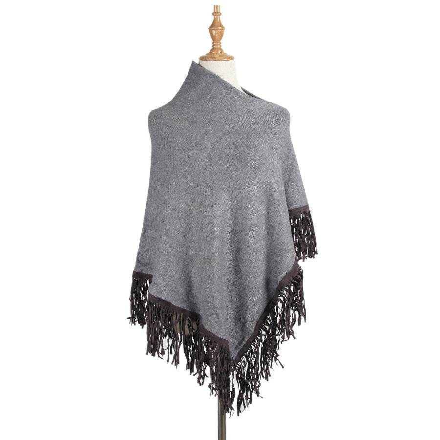 Fringed cloak shawl - Mubimart