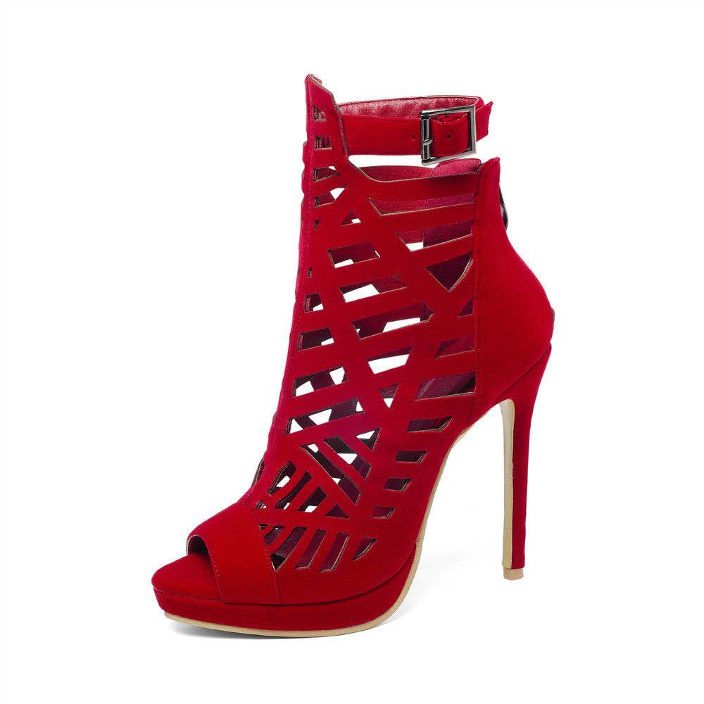 Fish mouth suede stilettos - Mubimart