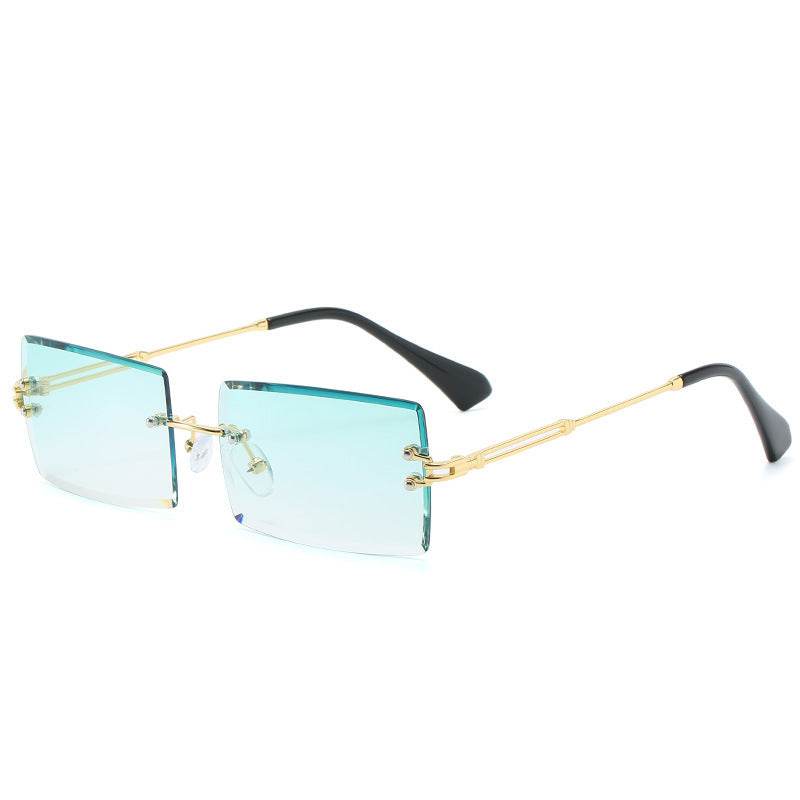 Rimless Rectangle Sunglasses Square Fashion Hip-hop Sunglasses Tide Ins Retro Street Beat Cut Edge Sunglasses - Mubimart