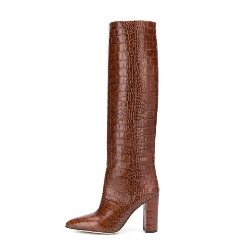 Large chunky boots for high boots for women - Mubimart
