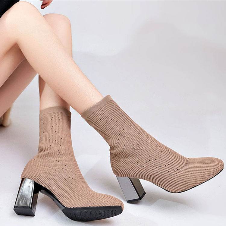 Elastic boots women high heels - Mubimart