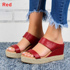 Lady's sandals with wedge heel twine