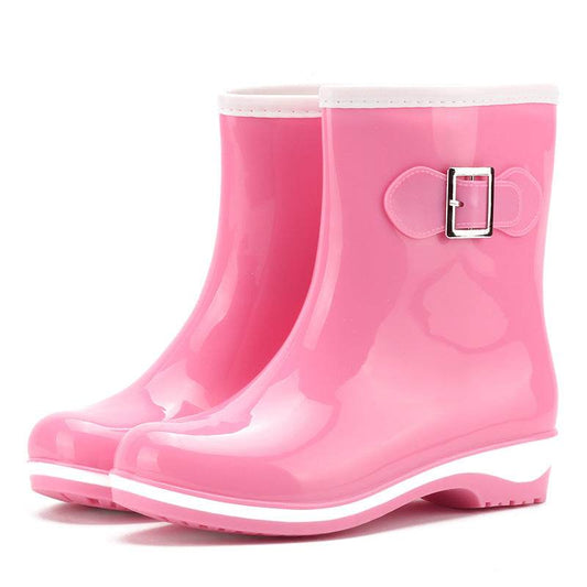 Rain boots warm mid tube snow boots - Mubimart