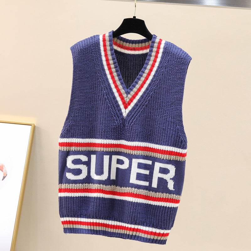 Women's letter sweater vest - Mubimart