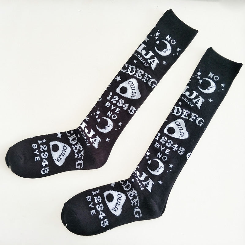 Knee letter moon star sports socks - Mubimart - Knee high socks 