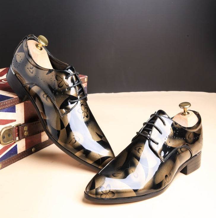 Men's shoes, large size, business casual shoes, men's shoes, bright leather, men's shoes, dress shoes - Mubimart