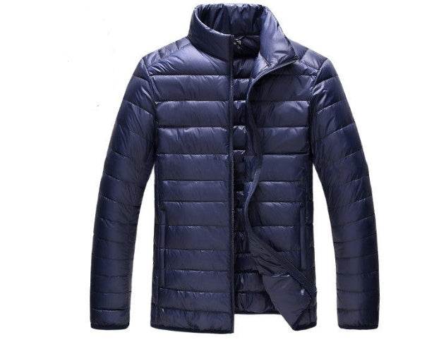 Autumn and winter new men's down jacket large size casual short paragraph collar thin men's down jacket - Mubimart