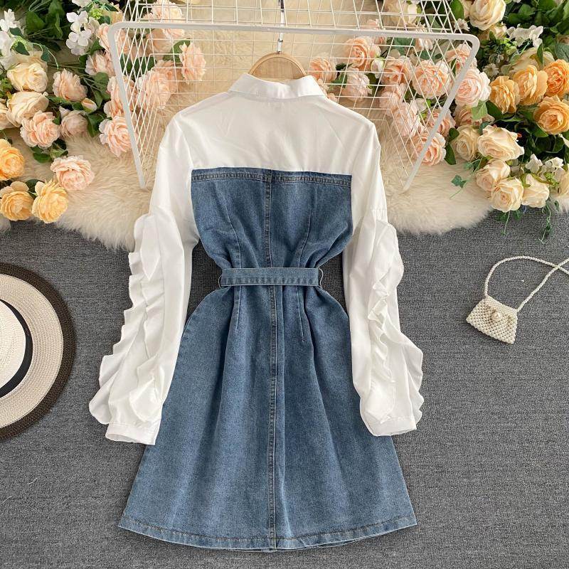 Retro denim dress - Mubimart