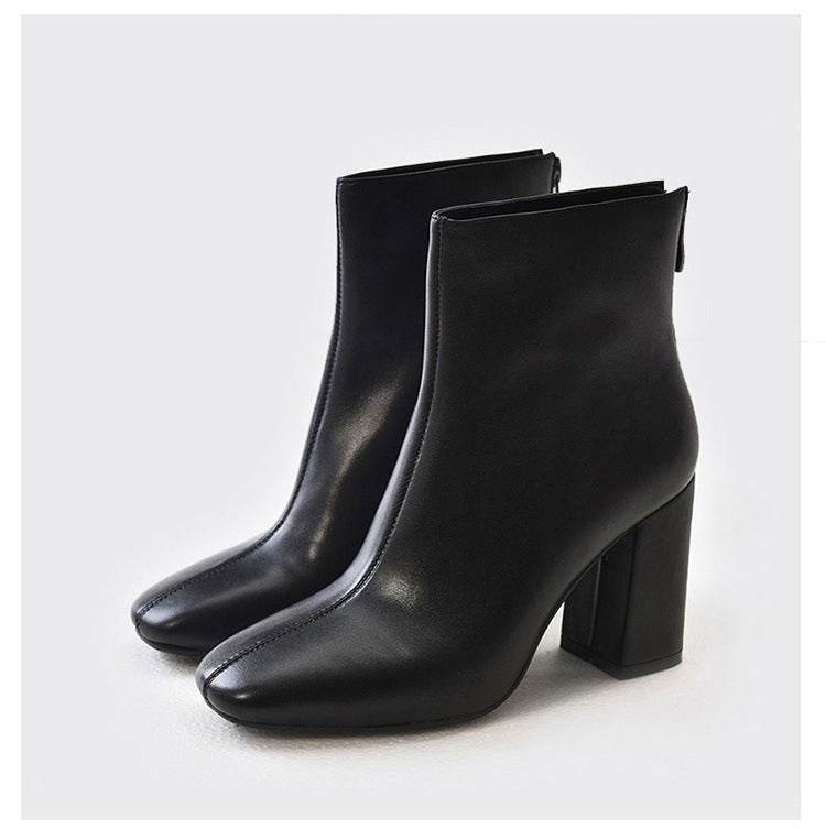 Thick heel square toe barefoot boots - Mubimart