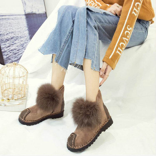 Flat and fleece ankle boots - Mubimart