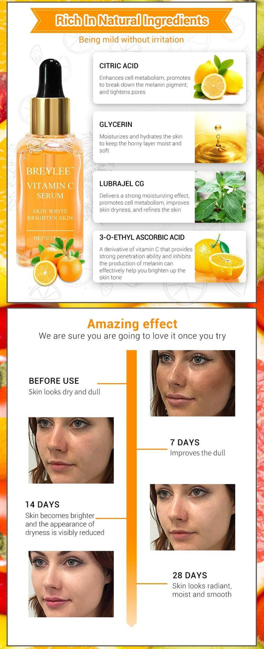 Vitamin C Whitening Serum Brighten Skin Face Skin Care Serum - Mubimart