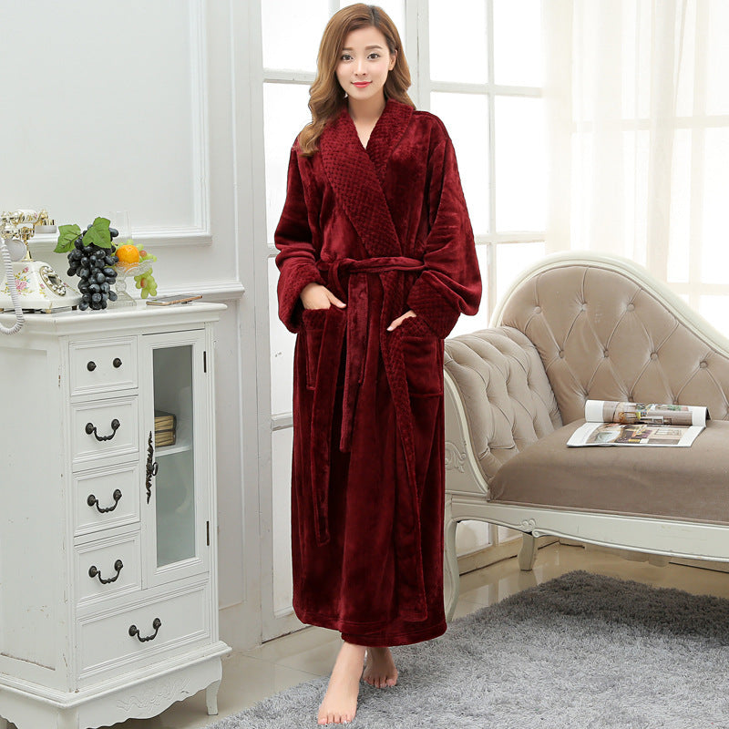 Women's Nightgown Autumn And Winter Long Flannel Pajamas One Pair Of Lovers Thick Coral Fleece Men's Plus Size Winter Bathrobe - Mubimart -  