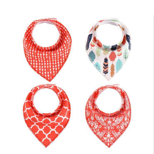 4pcs Lot Bibs Burp Cloth Print Arrow Wave Triangle Baby Bibs Cotton Bandana Accessories - Mubimart