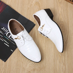 Formal Mens Dress Shoes Genuine Leather Black Luxury Wedding Shoes Men Flats Office Oxfords