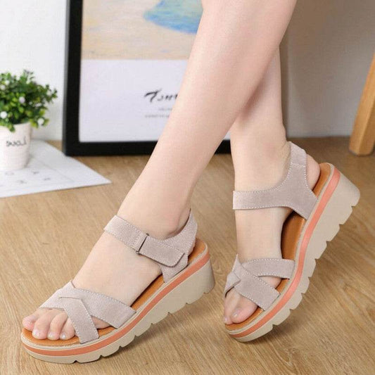 Wedge flat student sandals - Mubimart