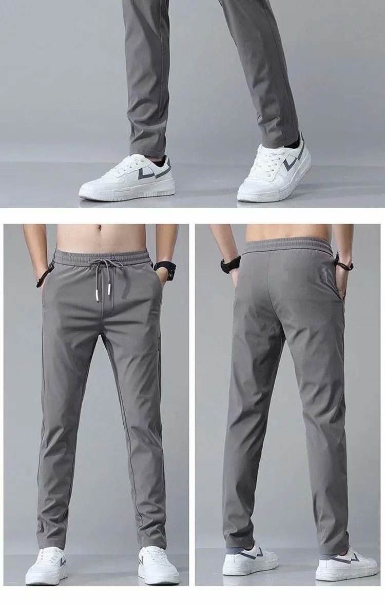 Drawstring Trousers Thin Casual Pants Korean Version Loose Straight Sweatpants Mens Clothing - Mubimart