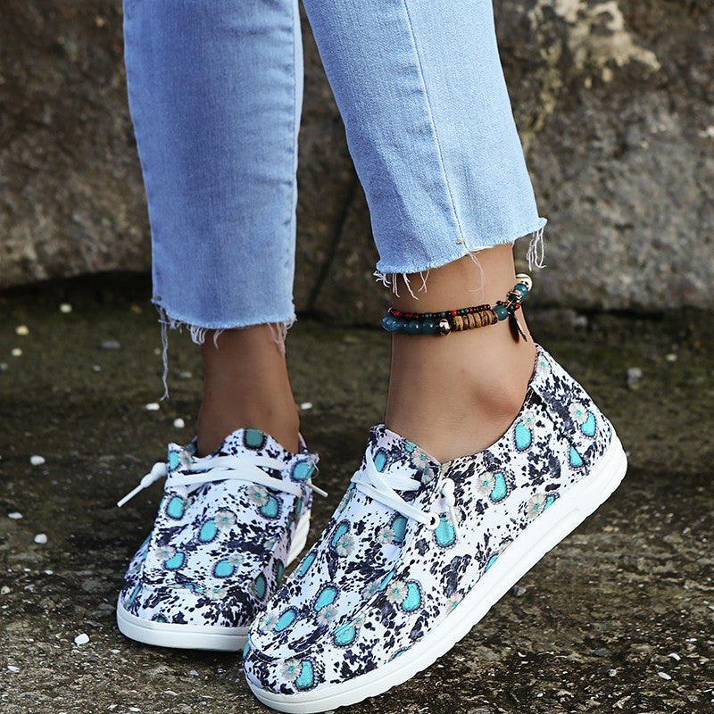 Loafers Dames Zonnebloem Print Flats Casual Canvas Schoenen Zonder veter Luie Schoenen