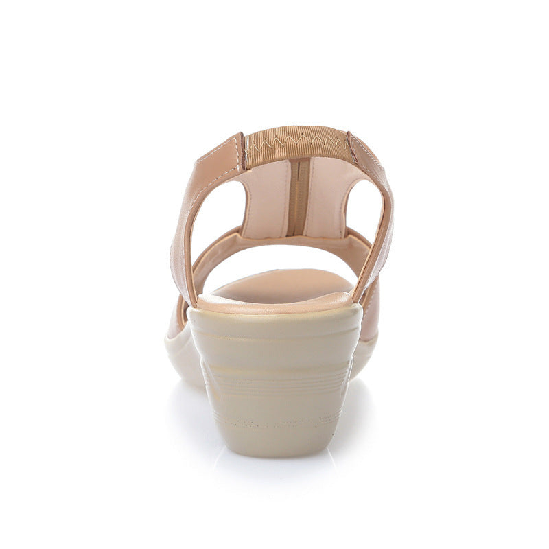 Wedge heel hollow female sandals mid-heel mother sandals