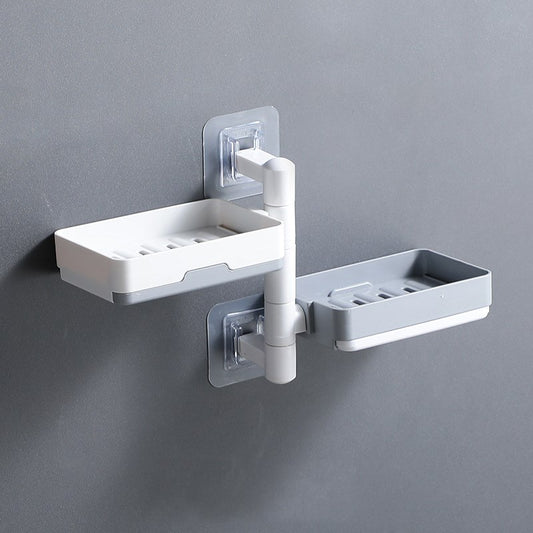 Wall-mounted non-perforated rotatable soap dish