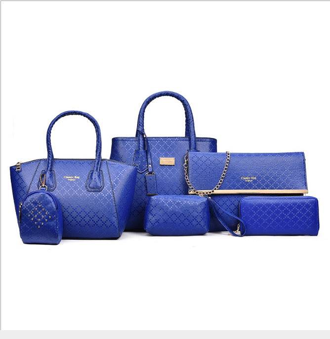 Women 6Pcsset Handbags Girls PU Leather Crossbody Bag Tote Casual Casual Bag Brand Designer Composite Messenger Bag Clutch Purse Wallet - Mubimart