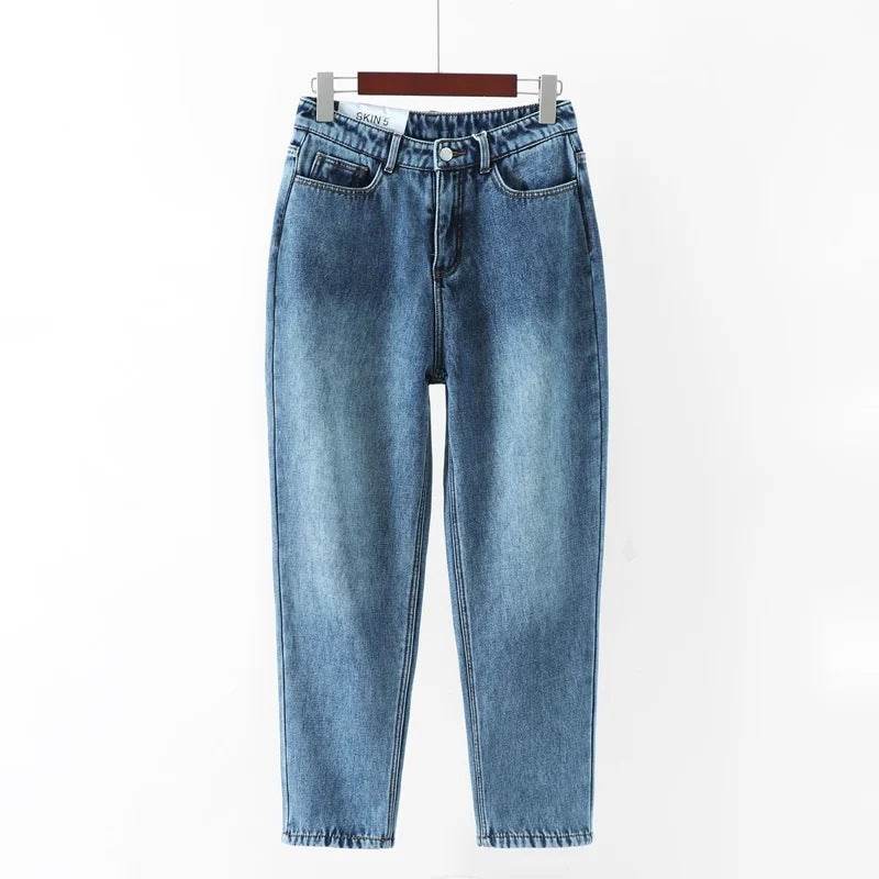 Thin straight leg jeans women trousers old pants - Mubimart