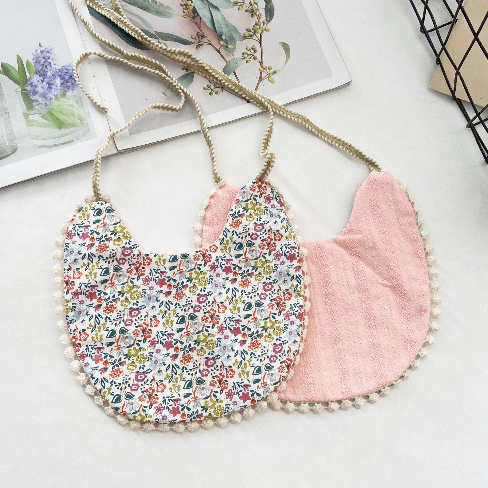 Double-sided AB Face Baby Bib Beanie Lace Newborn Bib - Mubimart