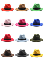 Nieuwe Panama Flat Brim Fedora Hoed Wollen Hoed Heren En Dames Hoeden