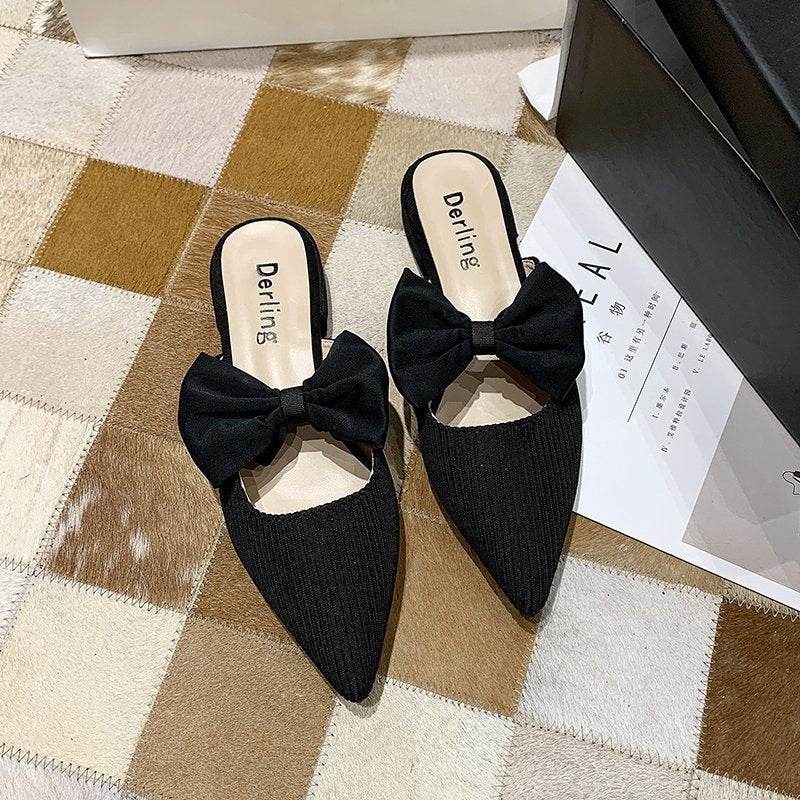 New Summer Thick-heel Pointed Sandals Lazy Mules - Mubimart