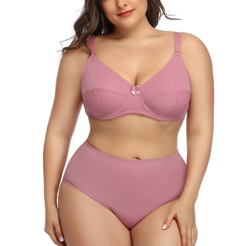 Glossy plus size bra set - Mubimart - Plus Size bra 