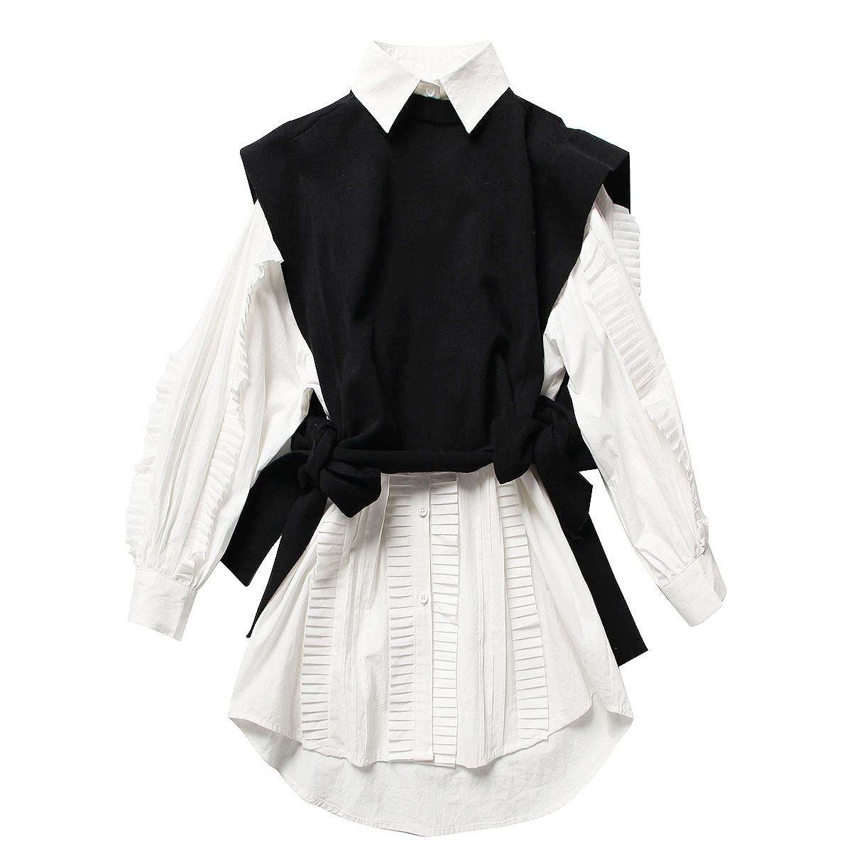 Pleated shirt dress - Mubimart
