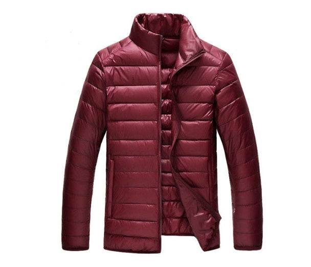Autumn and winter new men's down jacket large size casual short paragraph collar thin men's down jacket - Mubimart